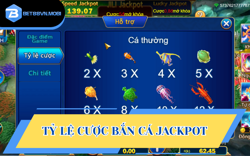 Bảng trả thưởng chi tiết trong bắn cá jackpot